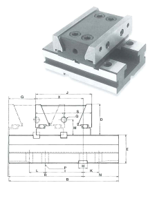RP80 — élément fixe à mors double avec schéma de dimensions