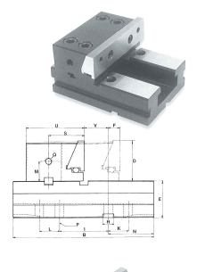RP80 — élément fixe à mors simple avec schéma de dimensions